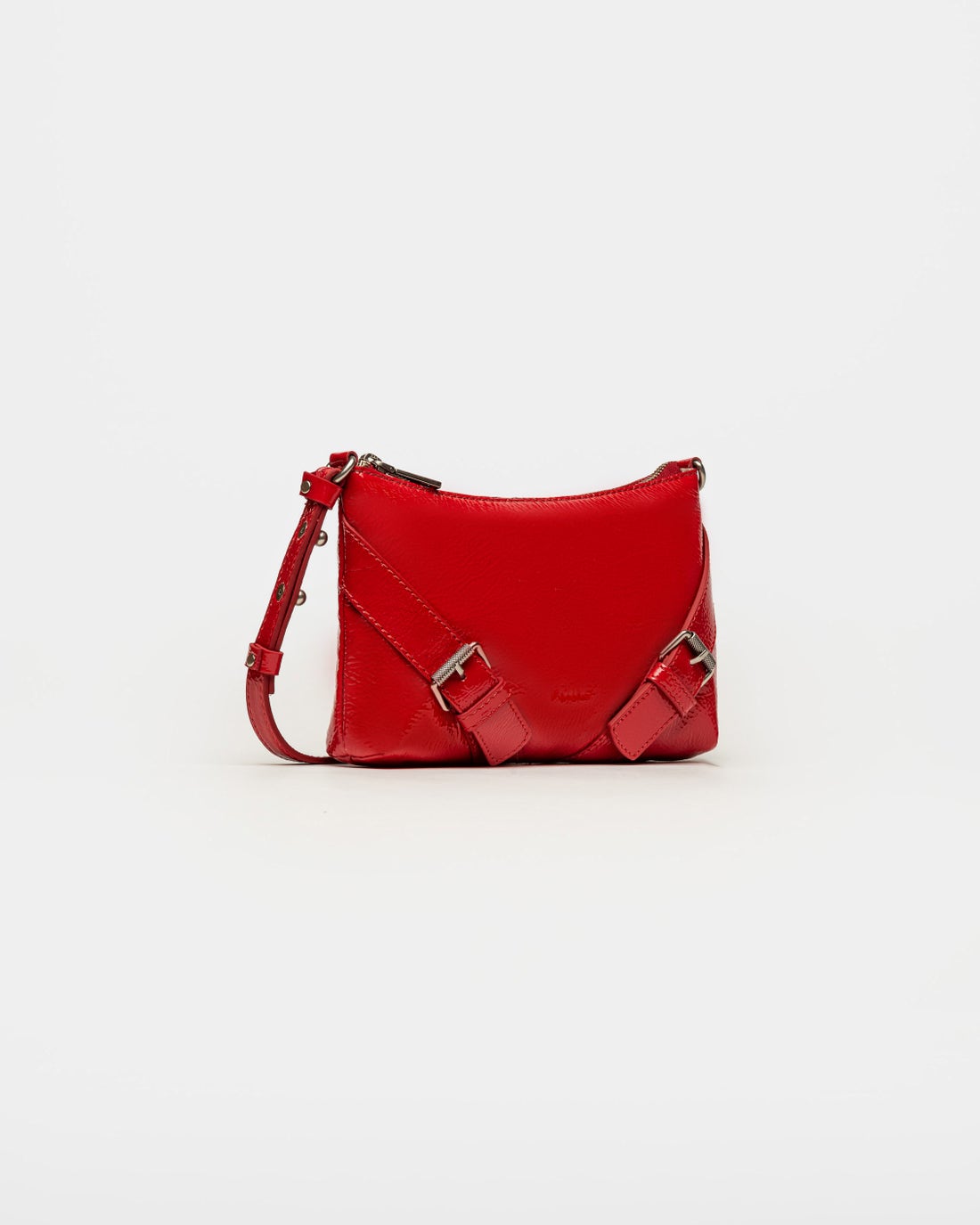 Mini bag Pocket en cuero charol arrugado