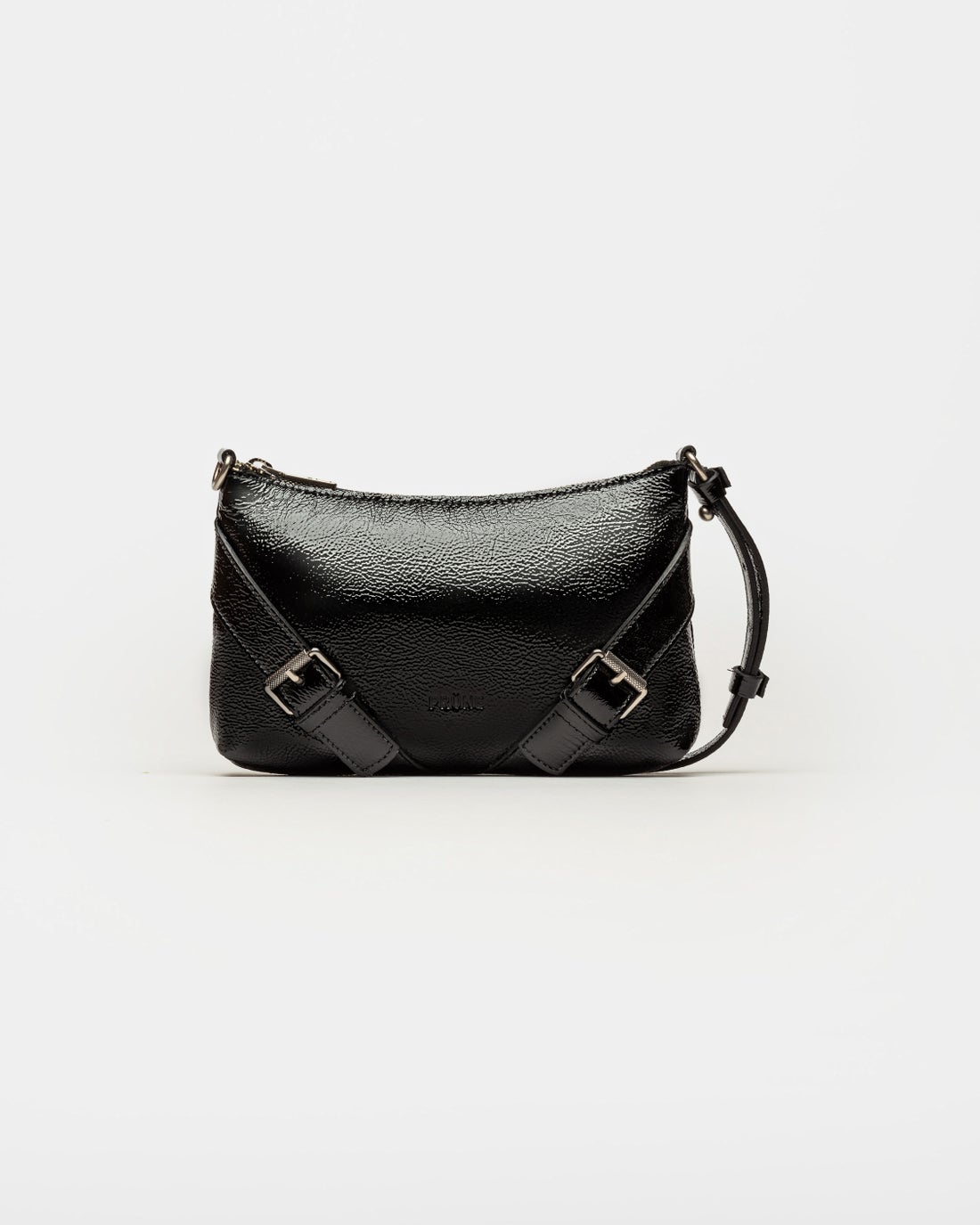 Mini bag Pocket en cuero charol arrugado