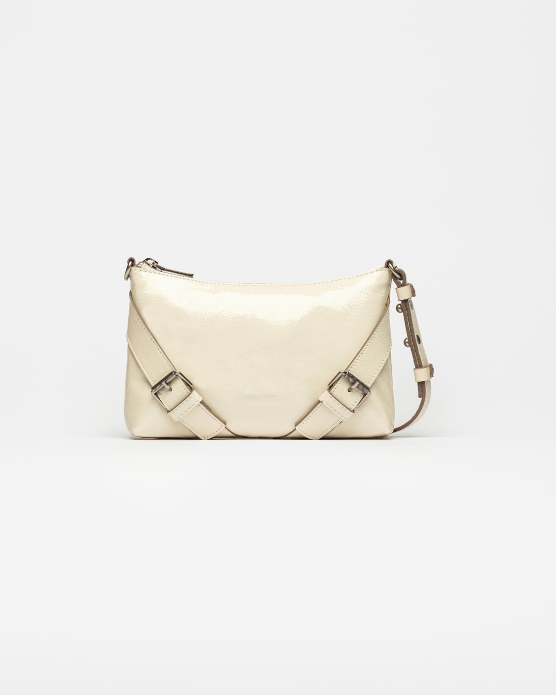 Mini bag Pocket en cuero charol arrugado