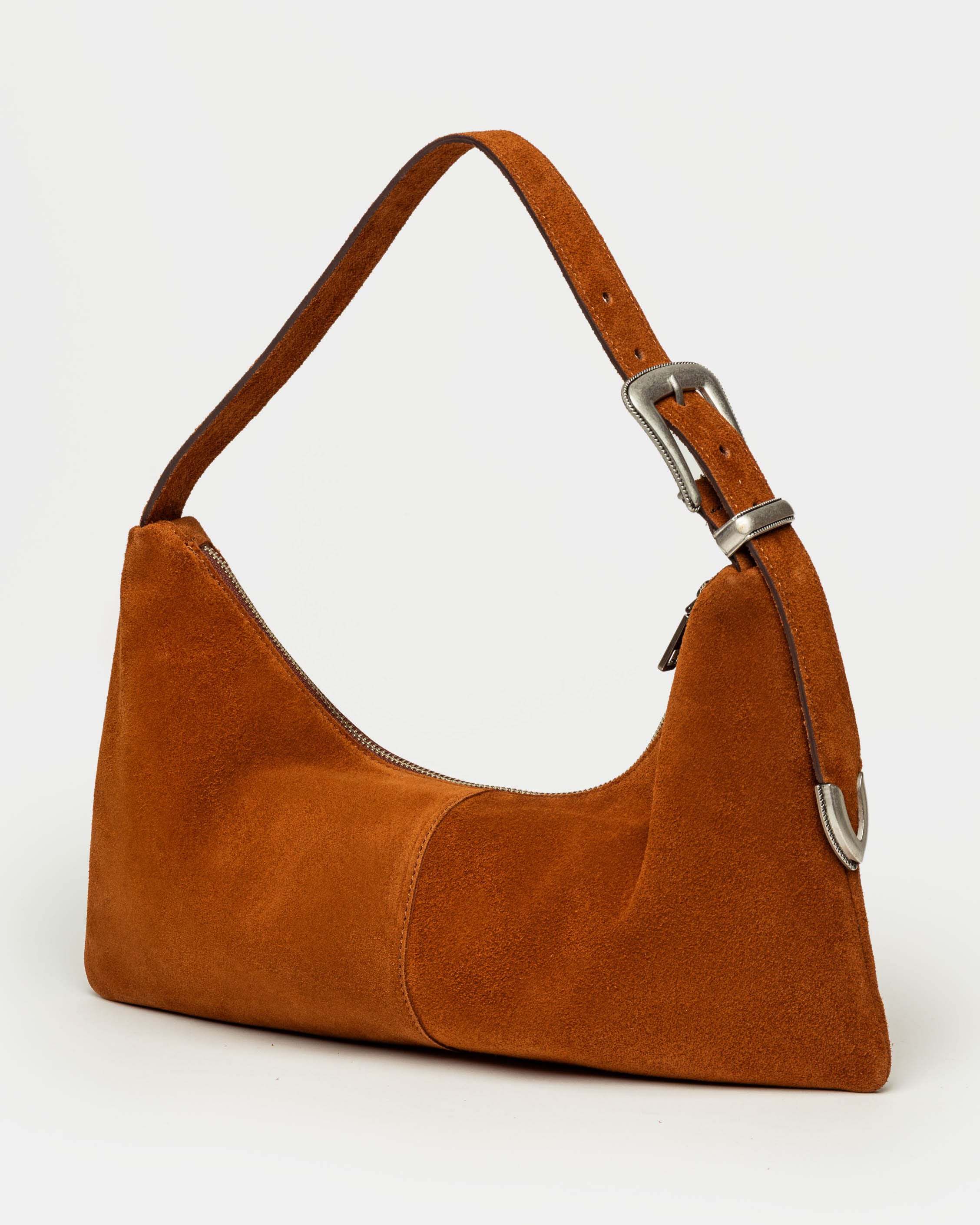 Cartera al hombro Bamboo en cuero gamuza