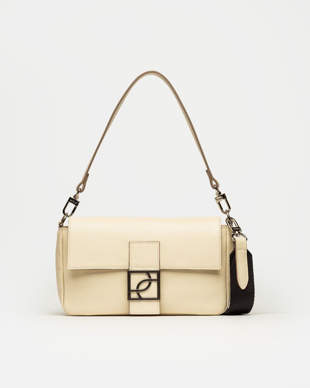 Cartera al hombro Signature en cuero graneado