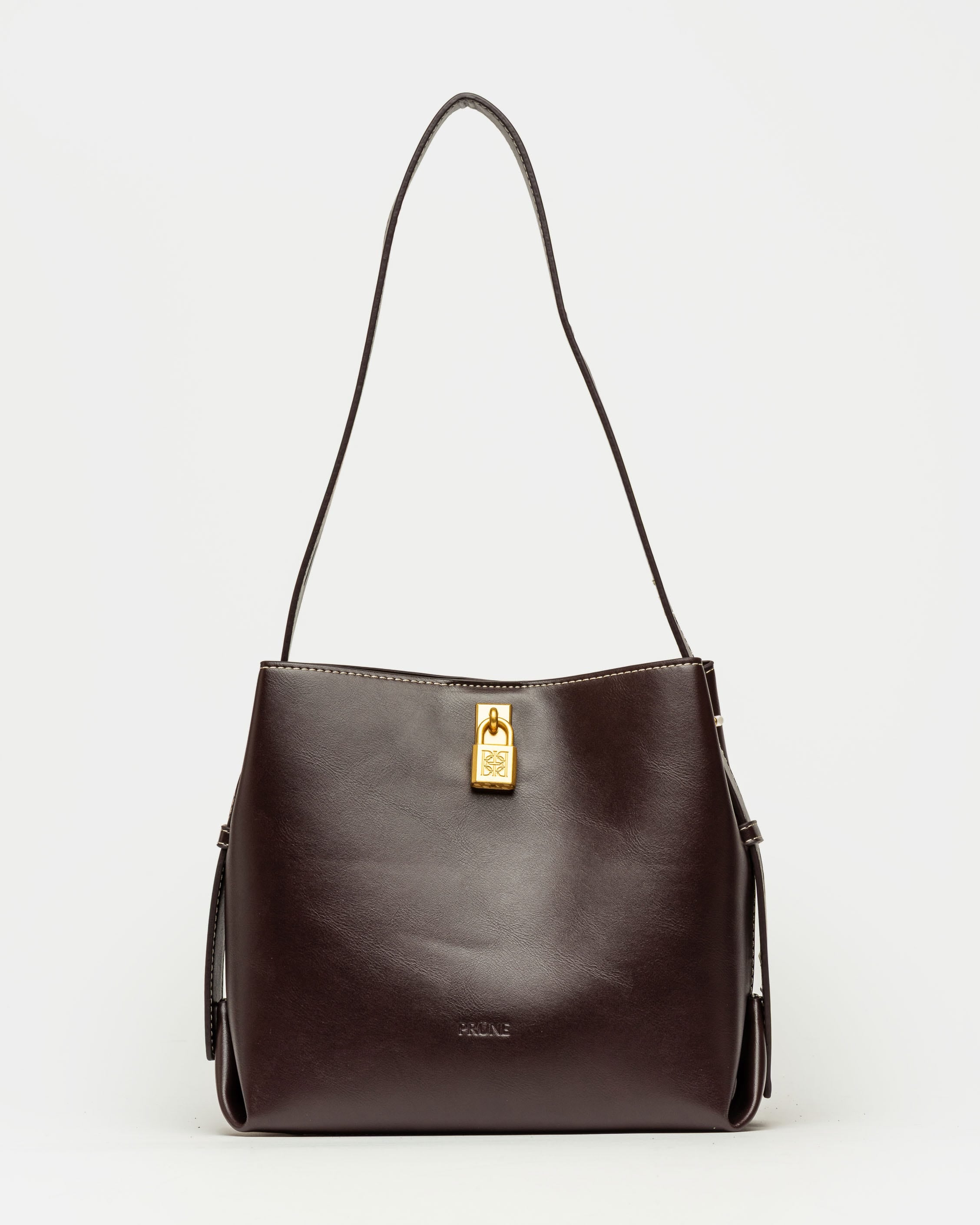 Cartera al hombro The Lock en efecto cuero liso