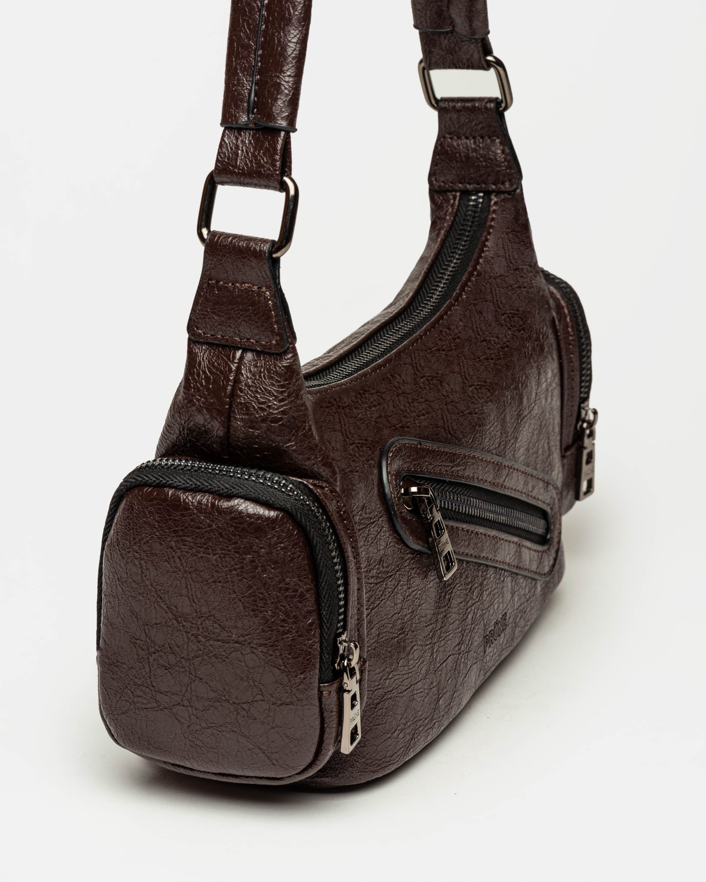 Cartera al hombro Kendall en efecto cuero arrugado