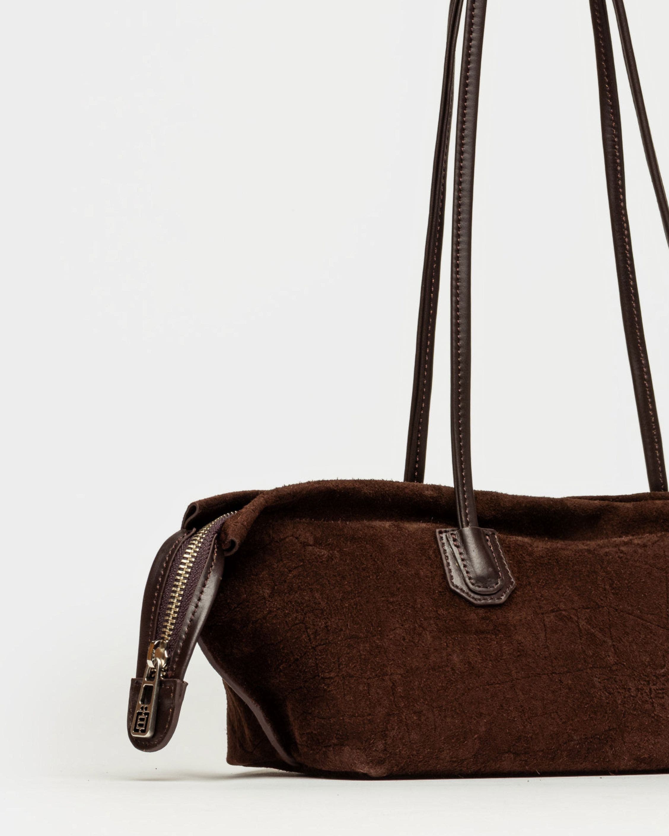 Cartera al hombro Gang en cuero gamuza croco