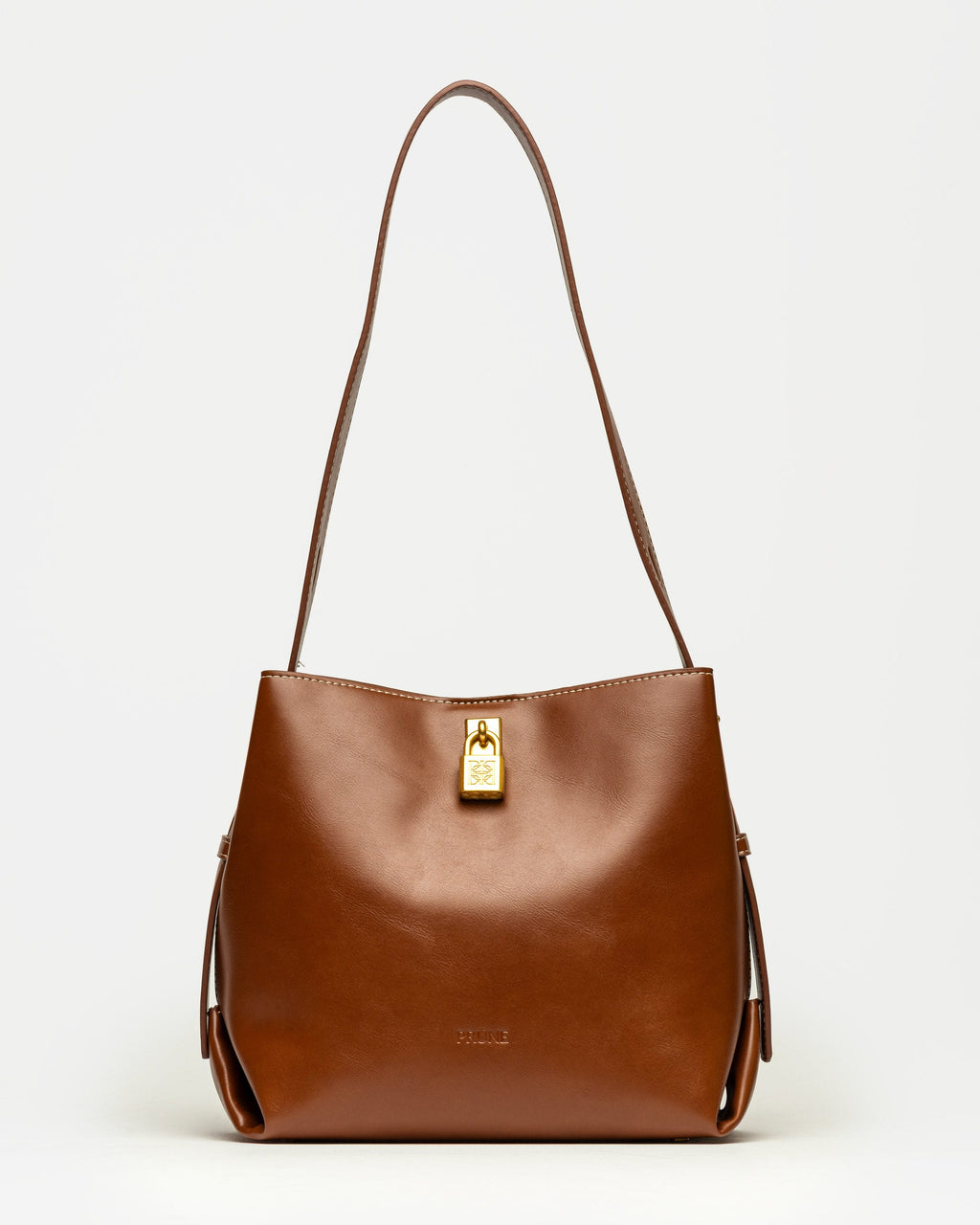 Cartera al hombro The Lock en efecto cuero liso