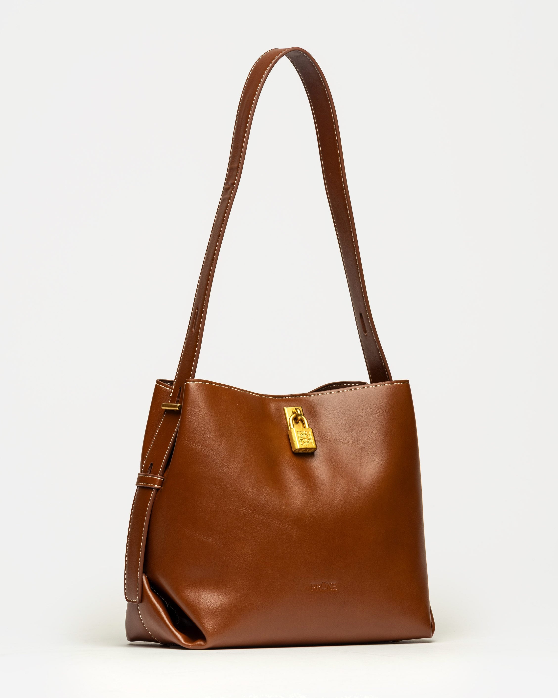 Cartera al hombro The Lock en efecto cuero liso