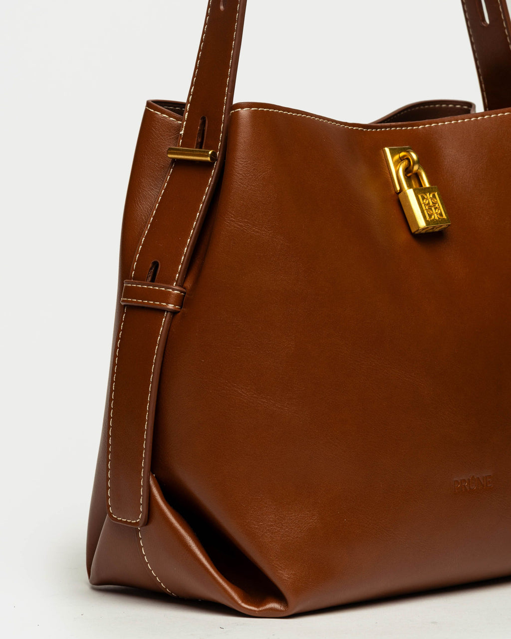 Cartera al hombro The Lock en efecto cuero liso