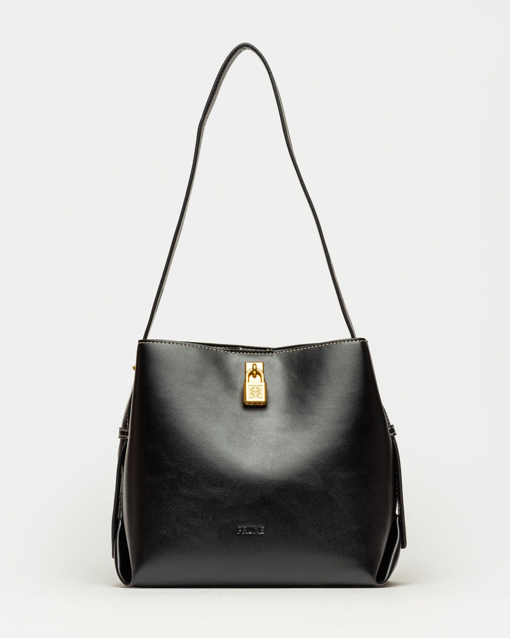 Cartera al hombro The Lock en efecto cuero liso