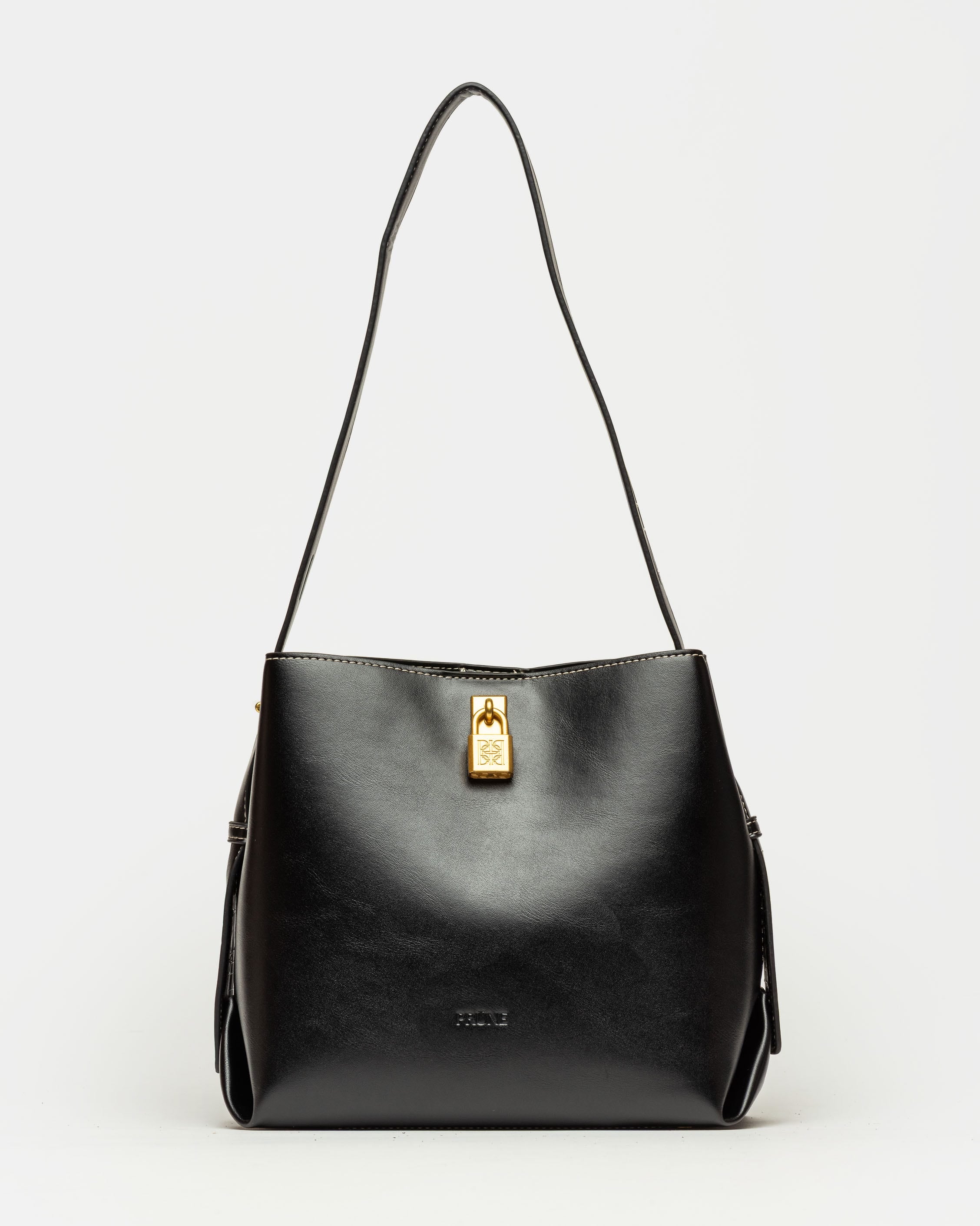 Cartera al hombro The Lock en efecto cuero liso