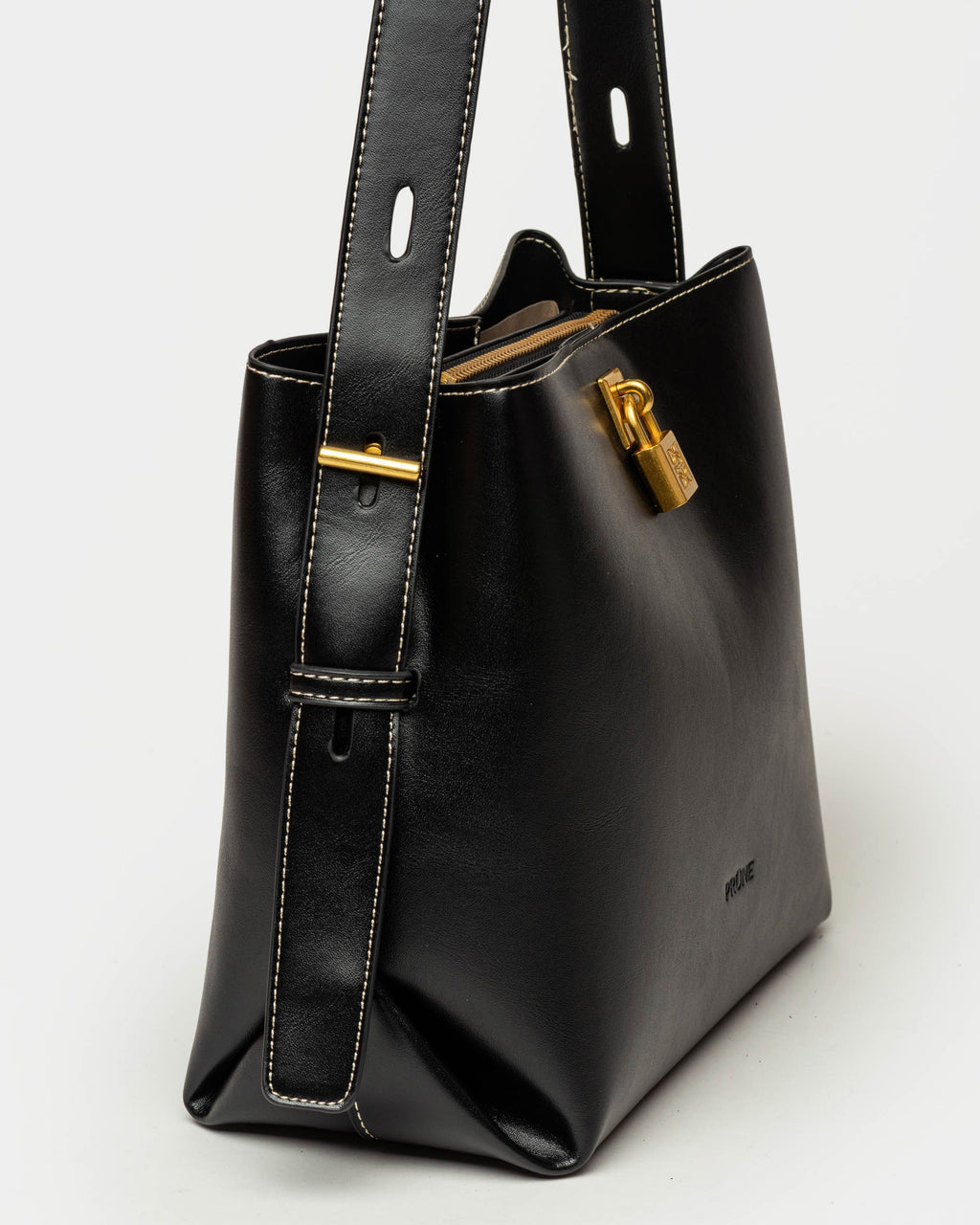 Cartera al hombro The Lock en efecto cuero liso